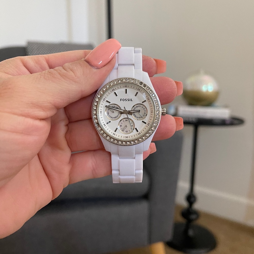 White fossil watch
